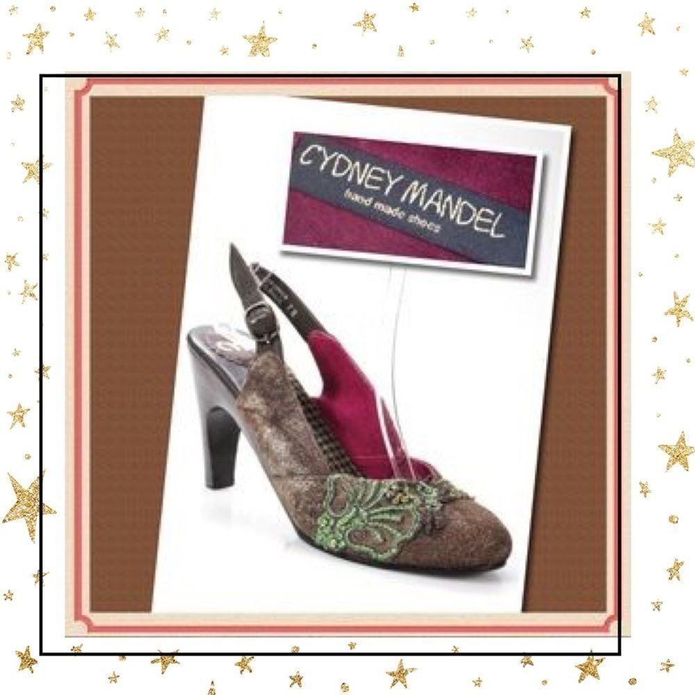 Cydney Mandel Brown Starburst Art Deco Heels 7